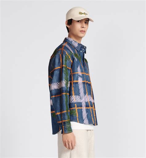 dior blues clues shirt|DIOR TEARS Shirt Blue Slub Checkered Cotton.